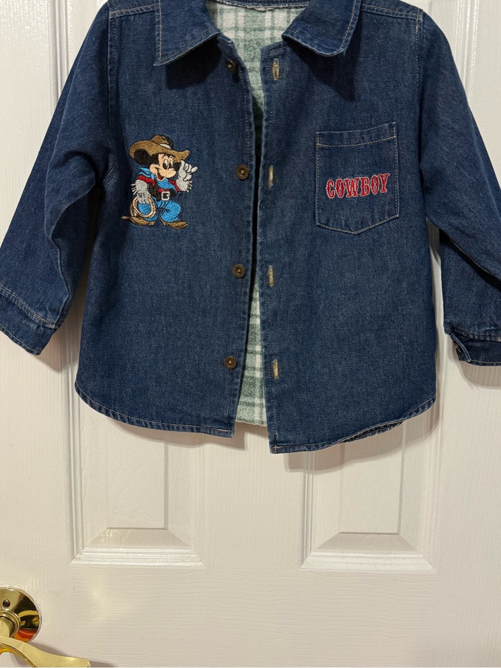 Vintage Style Disney Mickey Mouse Cowboy Denim Jacket Kids Western